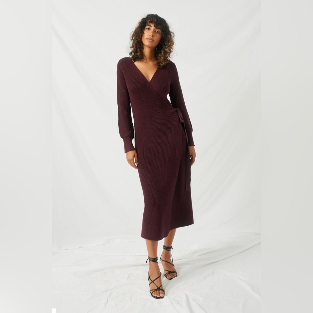 Sophie and Hailee Purple Sweater Wrap Maxi Dress Size L NWT